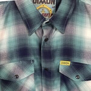 DIXXON The‎ Shelf Men's L-Tall Long Sleeve Blue Plaid Flannel Pearl Snap